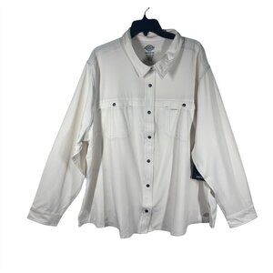 Dickies Cooling‎ Utility Shirt Women's 3X White Long Sleeve Moisture UPF 40+ NEW